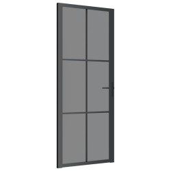vidaXL Puerta interior vidrio EGS y aluminio negro 83x201,5 cm
