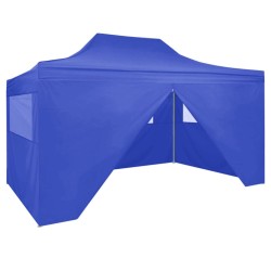 vidaXL Carpa plegable profesional con 4 paredes acero azul 3x4 m