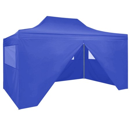 vidaXL Carpa plegable profesional con 4 paredes acero azul 3x4 m