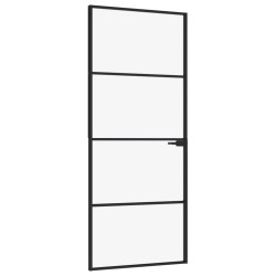 vidaXL Puerta de interior vidrio templado y aluminio negro 83x201,5 cm