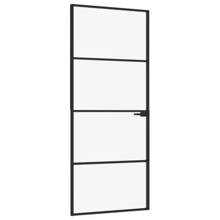 vidaXL Puerta de interior vidrio templado y aluminio negro 83x201,5 cm