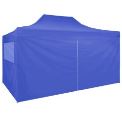 vidaXL Carpa plegable profesional con 4 paredes acero azul 3x4 m