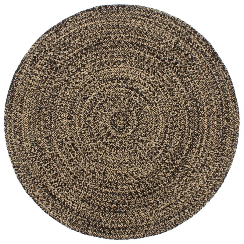 vidaXL Alfombra hecha a mano de yute marrón y negro 180 cm vidaXL Alfombra hecha a mano de yute marrón y negro 180 cm