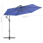 vidaXL Sombrilla voladiza con poste de aluminio azul 300 cm vidaXL Sombrilla voladiza con poste de aluminio azul 300 cm