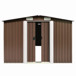 vidaXL Caseta de jardín metal marrón 257x298x178 cm