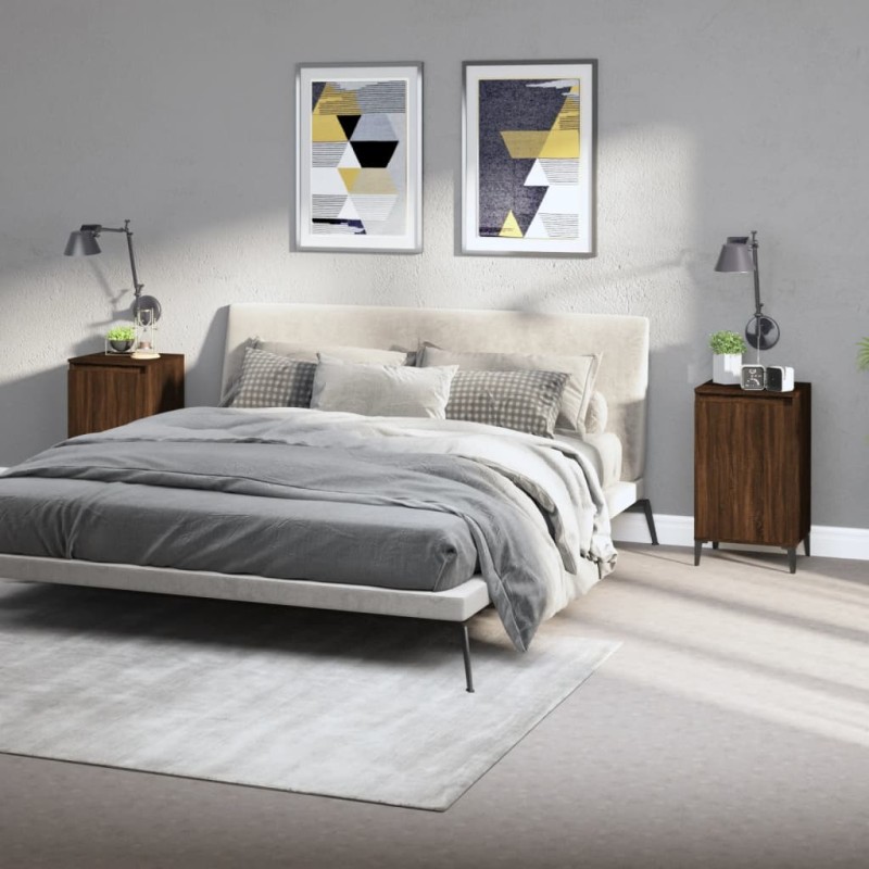 vidaXL Mesitas de noche 2 uds madera color roble marrón 40x35x70 cm vidaXL Mesitas de noche 2 uds madera color roble marrón 40x35x70 cm