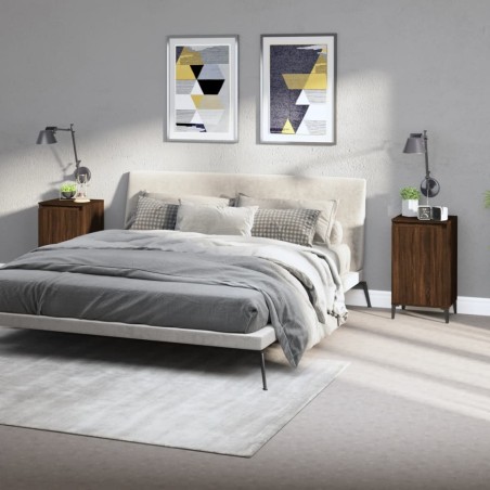 vidaXL Mesitas de noche 2 uds madera color roble marrón 40x35x70 cm