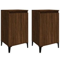 vidaXL Mesitas de noche 2 uds madera color roble marrón 40x35x70 cm