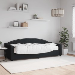 vidaXL Sofá cama con colchón tela negro 80x200 cm