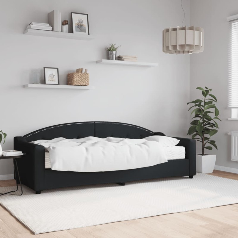 vidaXL Sofá cama con colchón tela negro 80x200 cm vidaXL Sofá cama con colchón tela negro 80x200 cm