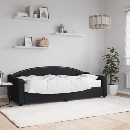 vidaXL Sofá cama con colchón tela negro 80x200 cm