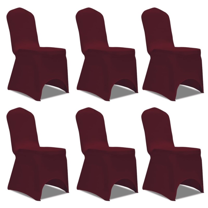 Set de 6 Fundas ajustadas para sillas, color rojo burdeos Set de 6 Fundas ajustadas para sillas, color rojo burdeos