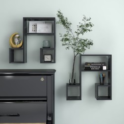 vidaXL Estantes de pared 2 uds madera contrachapada gris 50x15x50 cm