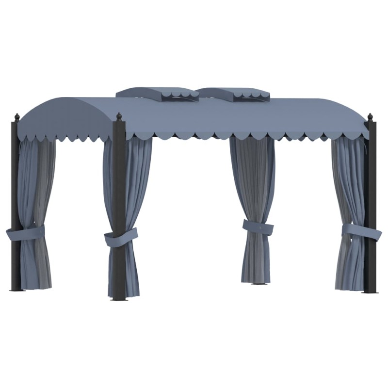 vidaXL Cenador con cortinas acero gris antracita 3x4 m vidaXL Cenador con cortinas acero gris antracita 3x4 m