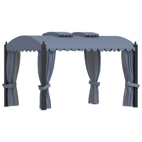 vidaXL Cenador con cortinas acero gris antracita 3x4 m