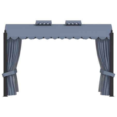 vidaXL Cenador con cortinas acero gris antracita 3x4 m