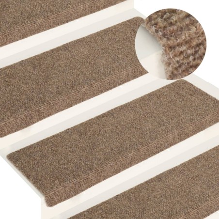 vidaXL Alfombrilla de escalera 15 uds tela punzonada crema 65x21x4 cm