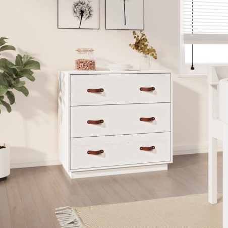 vidaXL Aparador madera maciza de pino blanco 80x40x75 cm