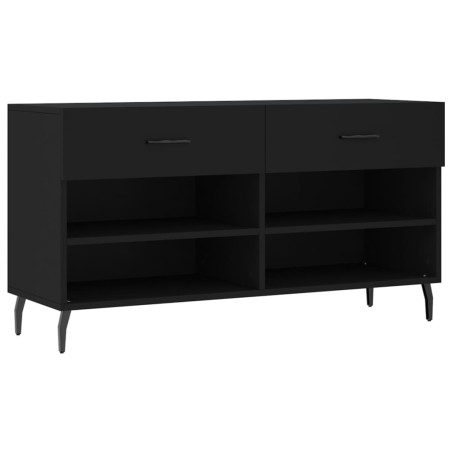 vidaXL Banco zapatero madera de ingeniería negro 102x35x55 cm
