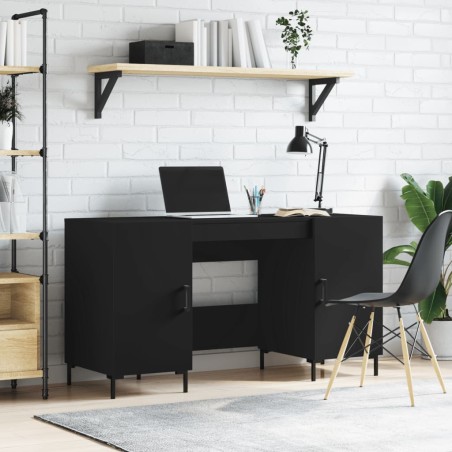 vidaXL Escritorio madera de ingeniería negro 140x50x75 cm