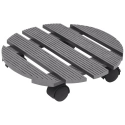 vidaXL Soporte con ruedas para plantas 2 unidades WPC gris Ø30x7,5 cm