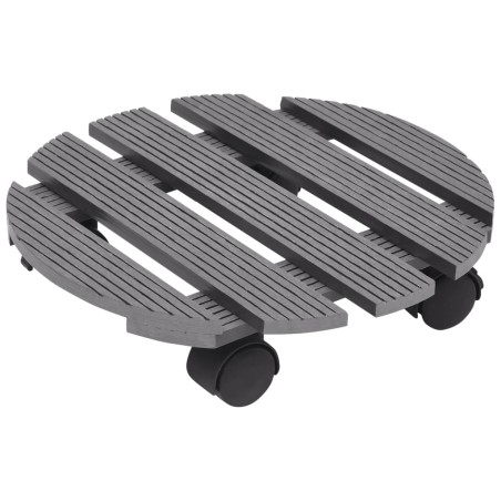 vidaXL Soporte con ruedas para plantas 2 unidades WPC gris Ø30x7,5 cm