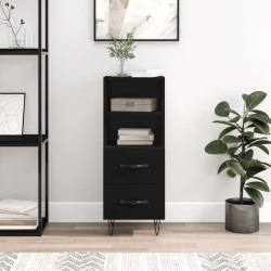 vidaXL Aparador de madera contrachapada negro 34,5x34x90 cm