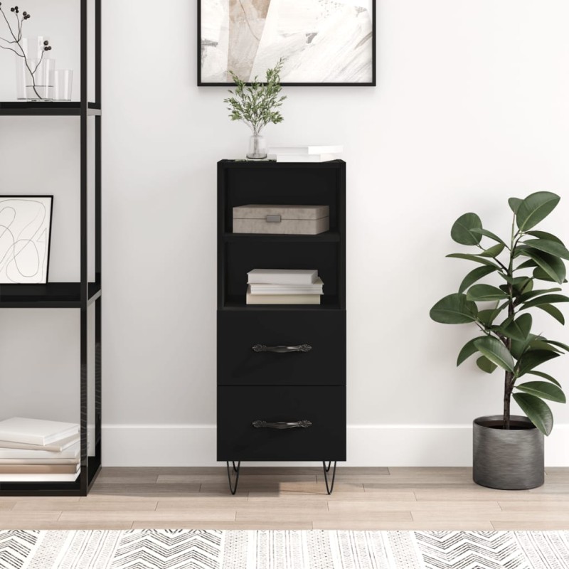 vidaXL Aparador de madera contrachapada negro 34,5x34x90 cm vidaXL Aparador de madera contrachapada negro 34,5x34x90 cm