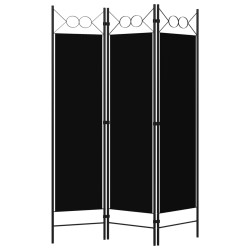 vidaXL Biombo divisor de 3 paneles negro 120x180 cm