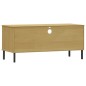 vidaXL Mueble de TV con patas de metal OSLO madera maciza pino marrón