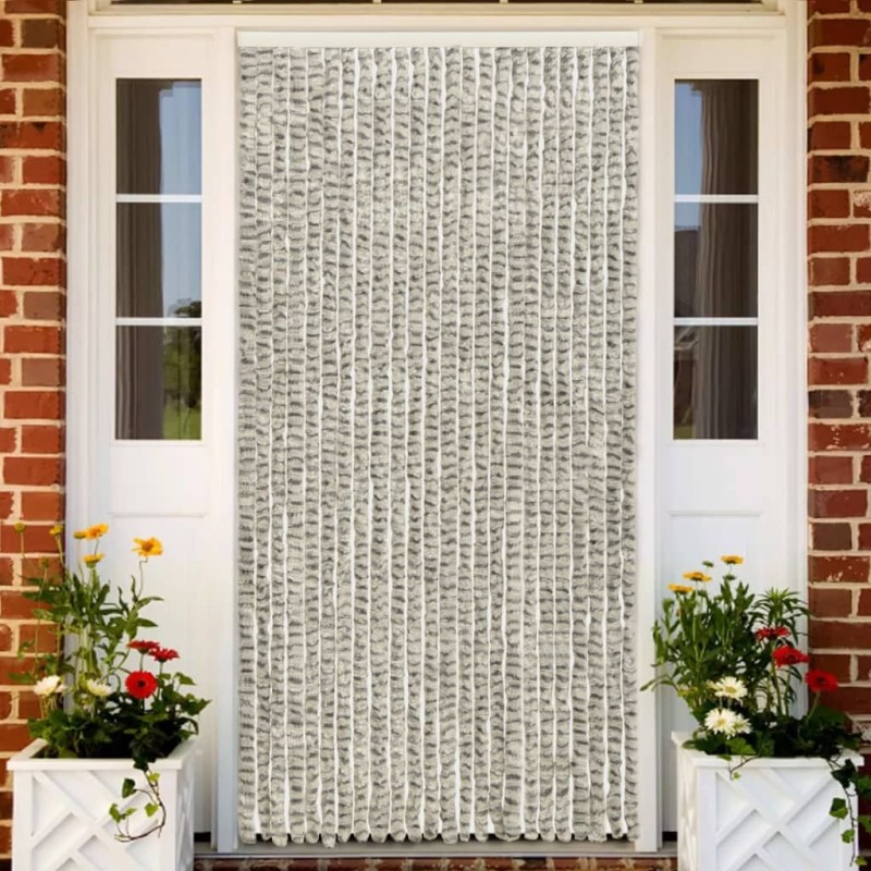 vidaXL Cortina mosquitera de chenilla gris claro y oscuro 100x220 cm vidaXL Cortina mosquitera de chenilla gris claro y oscuro 100x220 cm