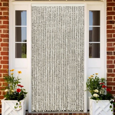vidaXL Cortina mosquitera de chenilla gris claro y oscuro 100x220 cm