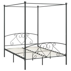 vidaXL Estructura de cama con dosel metal gris 160x200 cm 