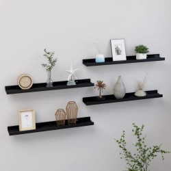 vidaXL Estantes de pared 4 unidades negro 60x9x3 cm