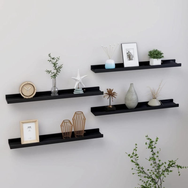 vidaXL Estantes de pared 4 unidades negro 60x9x3 cm vidaXL Estantes de pared 4 unidades negro 60x9x3 cm