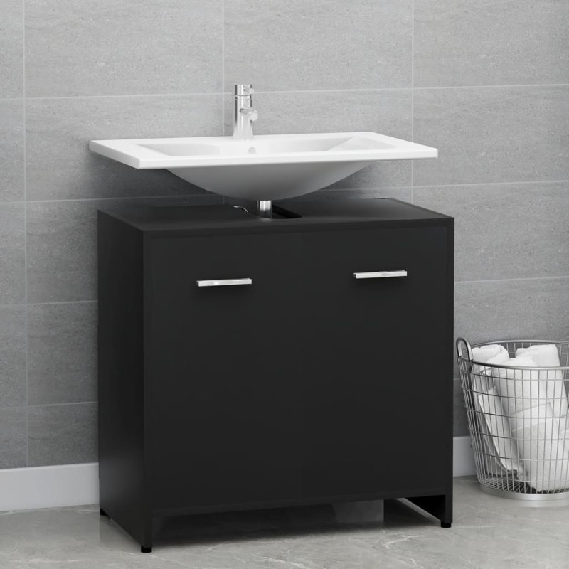 vidaXL Armario de baño madera contrachapada negro 60x33x61 cm vidaXL Armario de baño madera contrachapada negro 60x33x61 cm