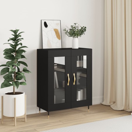 vidaXL Aparador de madera de ingeniería negro 69,5x34x90 cm