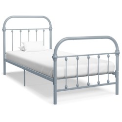 vidaXL Estructura de cama de metal gris 90x200 cm