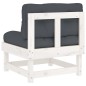 vidaXL Sofá central con cojines madera maciza de pino blanco vidaXL Sofá central con cojines madera maciza de pino blanco