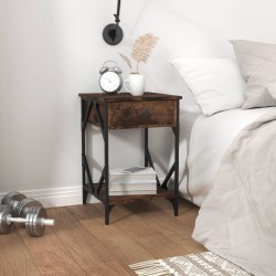 vidaXL Mesitas noche 2 uds madera contrachapada roble humo 40x42x60 cm