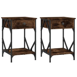 vidaXL Mesitas noche 2 uds madera contrachapada roble humo 40x42x60 cm