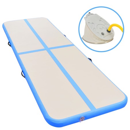 vidaXL Esterilla inflable de gimnasia con bomba 300x100x10 cm PVC azul  