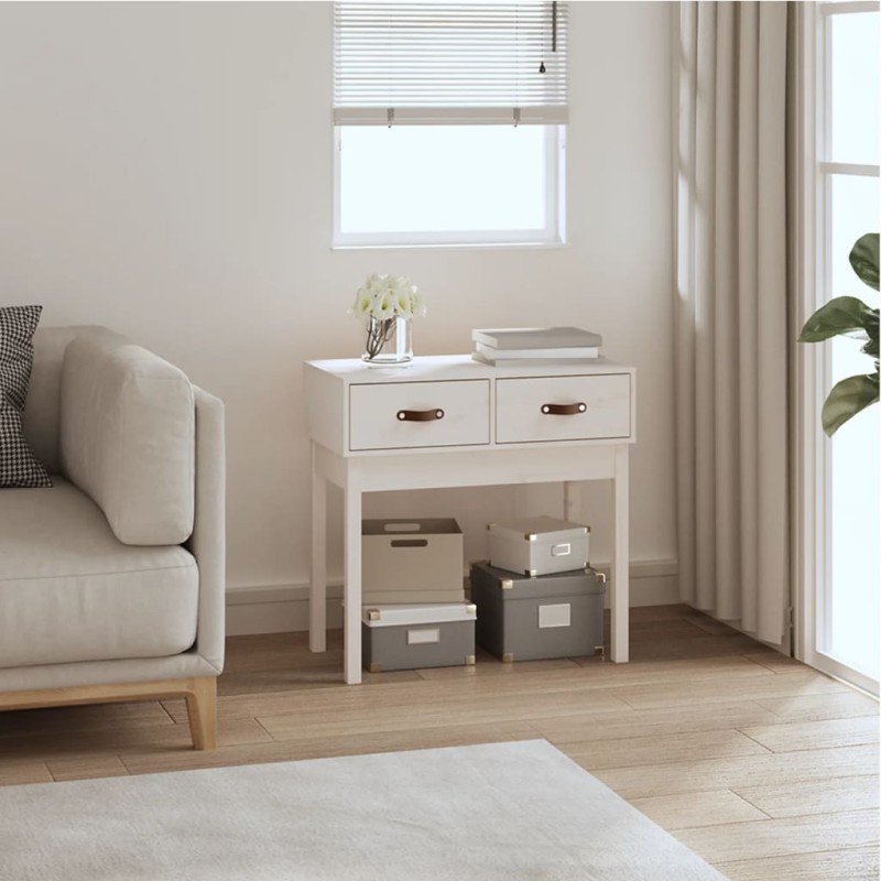 vidaXL Mesa consola de madera maciza de pino blanco 76,5x40x75 cm vidaXL Mesa consola de madera maciza de pino blanco 76,5x40x75 cm