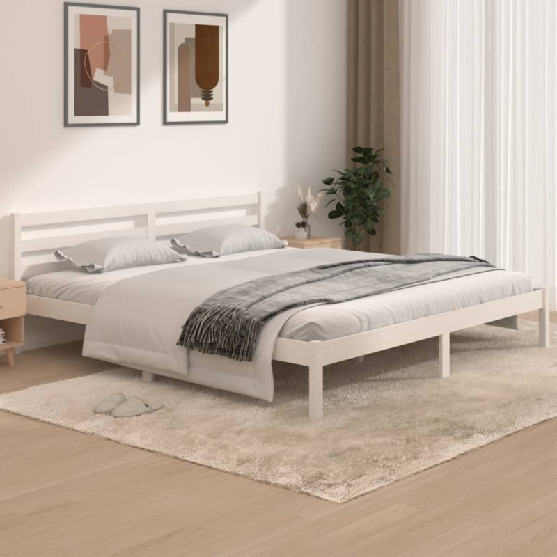 vidaXL Estructura de cama madera maciza de pino blanco 180x200 cm vidaXL Estructura de cama madera maciza de pino blanco 180x200 cm
