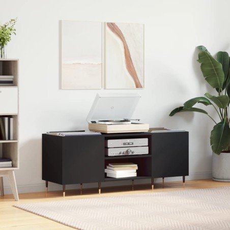 vidaXL Mueble para discos madera contrachapada negro 121x38x48 cm