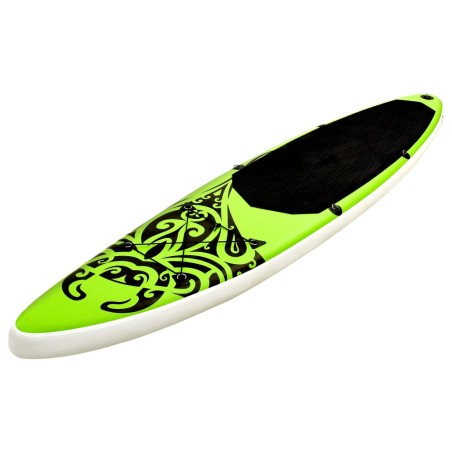 vidaXL Juego de tabla de paddle surf hinchable verde 366x76x15 cm