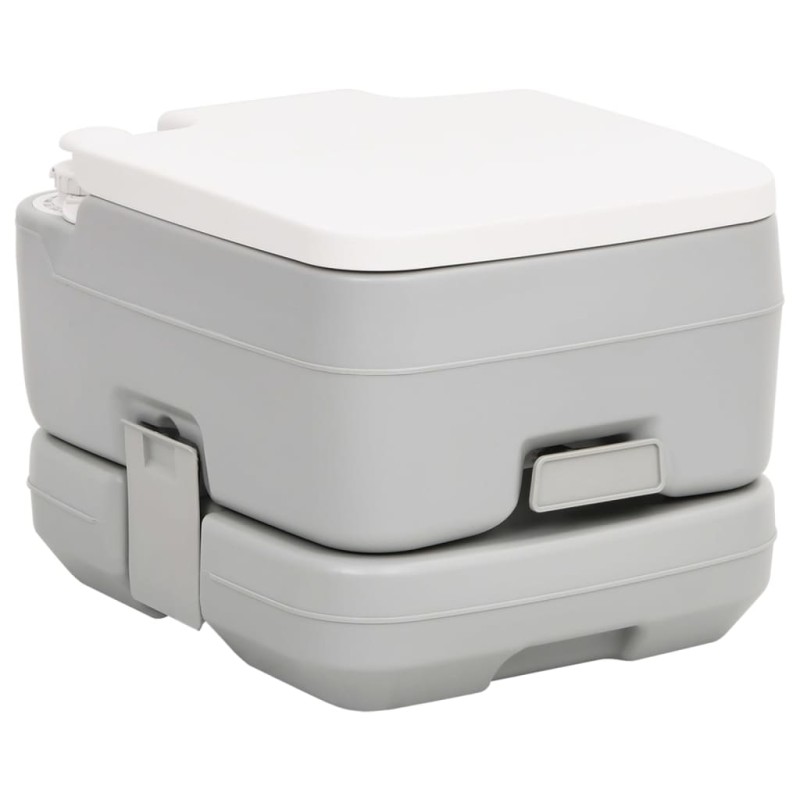 vidaXL Inodoro de camping portátil HDPE gris y blanco 10+10 L vidaXL Inodoro de camping portátil HDPE gris y blanco 10+10 L