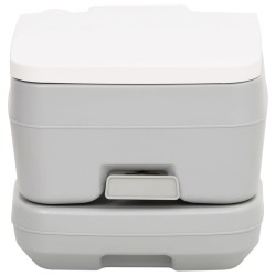 vidaXL Inodoro de camping portátil HDPE gris y blanco 10+10 L