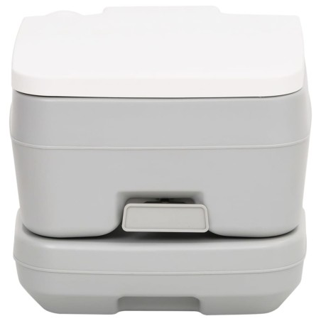 vidaXL Inodoro de camping portátil HDPE gris y blanco 10+10 L