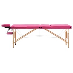 vidaXL Camilla de masaje plegable 3 zonas madera rosa